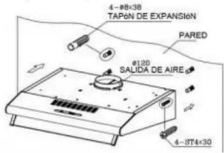 4-8×38 TAP6N DE EXPANSI6N PARED Ø120 SALIDA DE AIRE 4-8T4x30