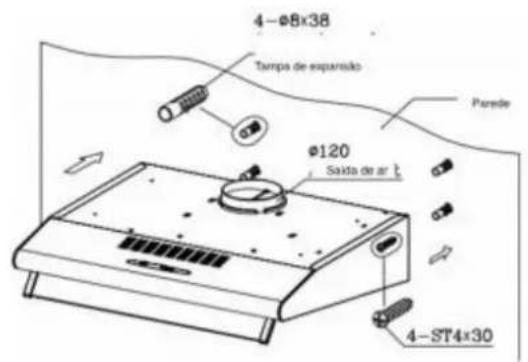4-φ8x38 Tampa de espansiko φ120 Salda de ar t Puede 4-ST4x30