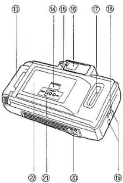 Technical diagram of a device with numbered parts labeled 13 through 20