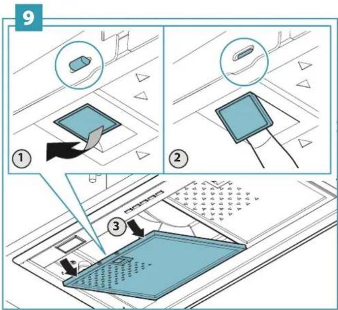 Diagram illustrating three steps of a device installation or cleaning process, labeled 1, 2, and 3 with Chinese annotations.