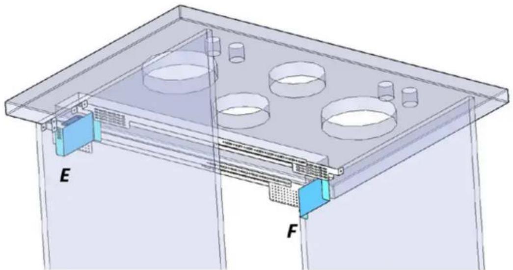 SIRIUS SDD2ELEMIC58 - Fasten in place with two x 10mm Screws on either side of 'E&F' as per (Fig.12) - 5