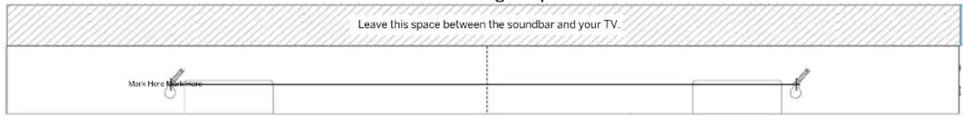 Leave this space between the soundbar and your TV. Mark Here Make Here