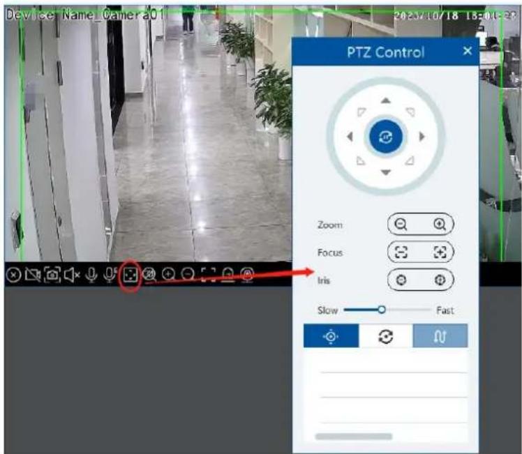 Device Name Camera01 2023/10/18 13:01:28 PTZ Control Zoom Focus Iris Slow Fast