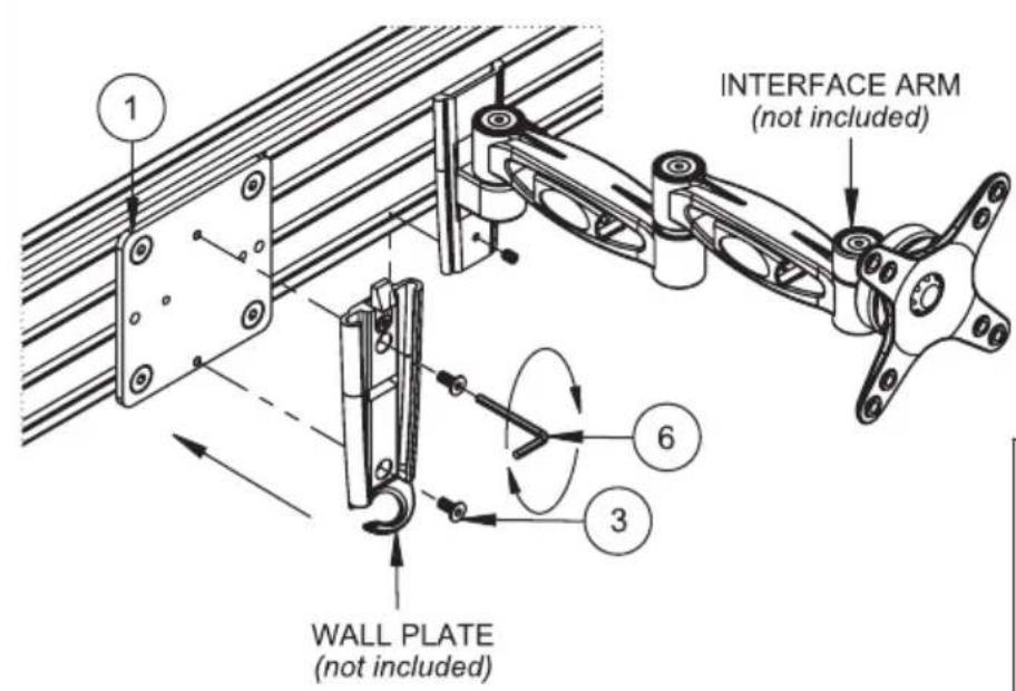 INTERFACE ARM (not included) 1 6 3 WALL PLATE (not included)