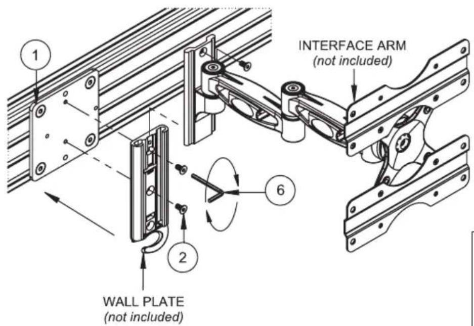 INTERFACE ARM (not included) WALL PLATE (not included)