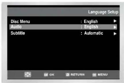 Language Setup Disc Menu : English Audio : English Subtitle : Automatic