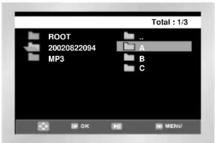 Total : 1/3 ROOT 20020822094 MP3 .. A B C OK MENU