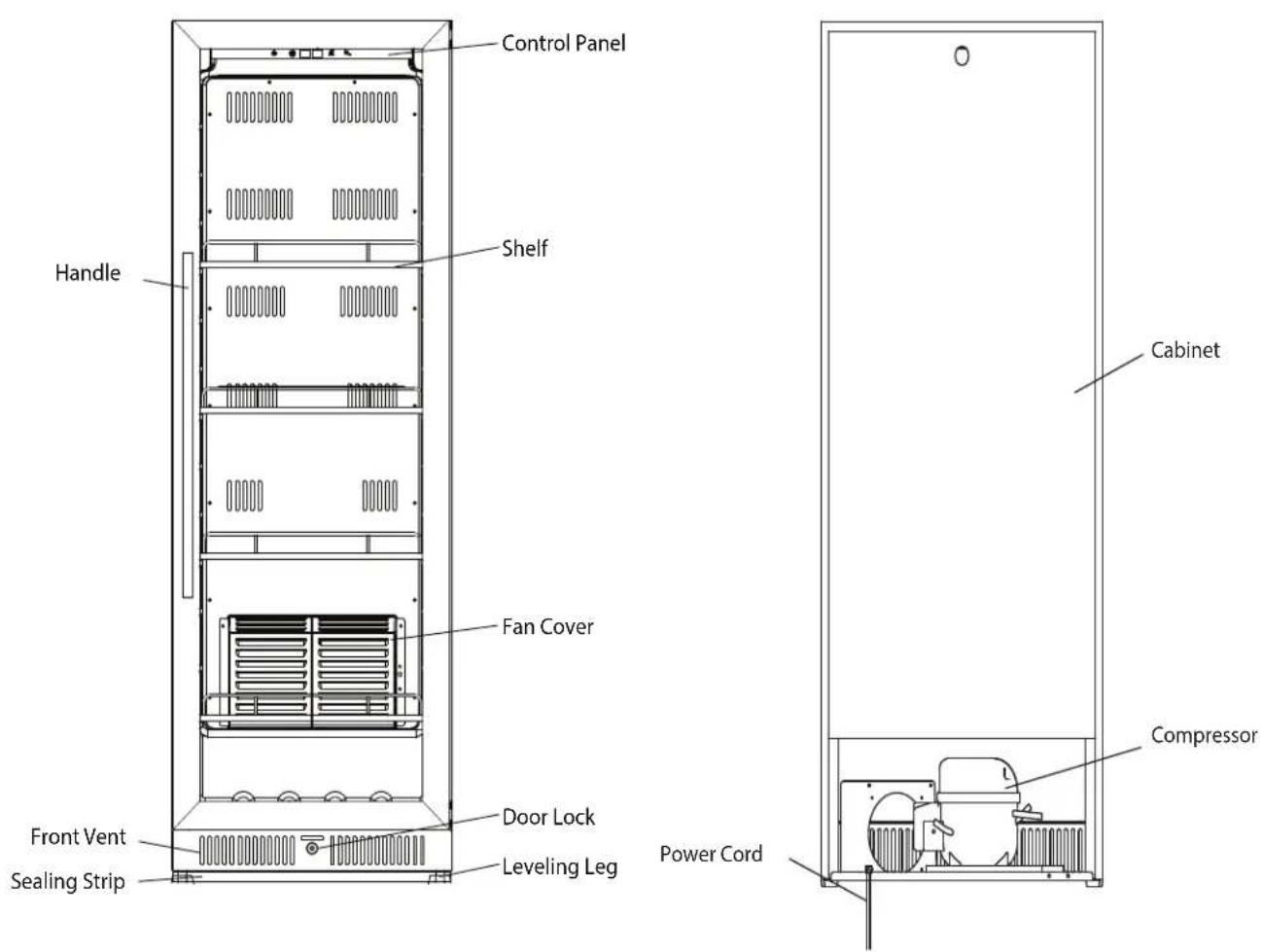 EDGESTAR VBM131SS - Front View: Rear View: - 1