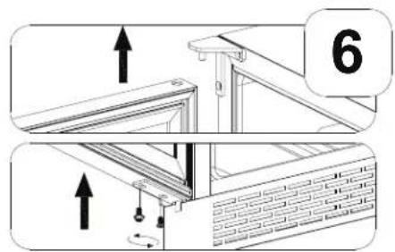 Diagram showing two mechanical assembly steps with upward arrows and a label '6' in the top right corner.