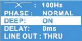 X : 100Hz PHASE : NORMAL DEEP: ON DELAY: 0ms LINE OUT : THRU