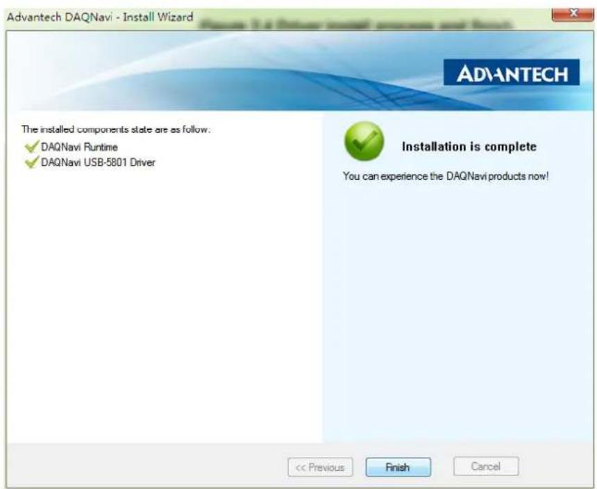 Advantech DAQnavi - Install Wizard ADVANTECH The installed components state are as follow: ✓ DAQnavi Runtime ✓ DAQnavi USB-5801 Driver Installation is complete You can experience the DAQnavi products now! << Previous Finish Cancel