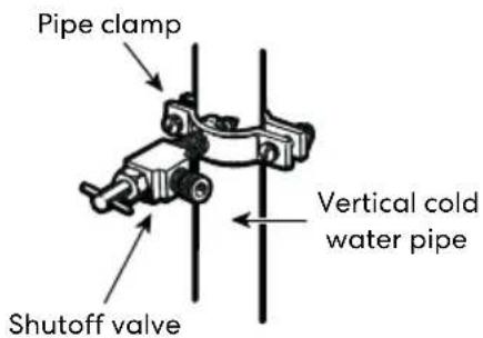Pipe clamp Shutoff valve Vertical cold water pipe
