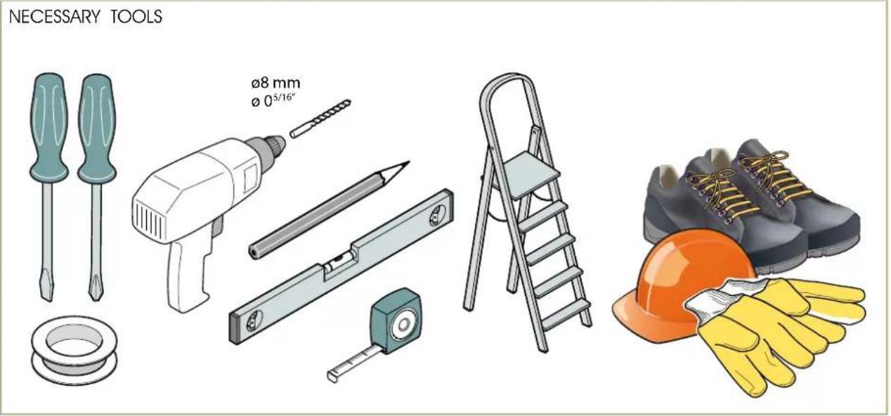 NECESSARY TOOLS Ø8 mm Ø 0^5/16"