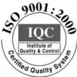 ISO 9001:2000 IQC Institute of Quality & Control Certified Quality System