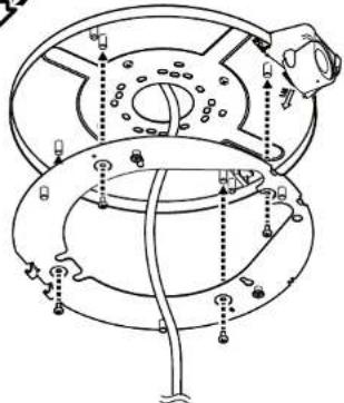 Technical diagram of a mechanical component with labeled parts and directional arrows indicating assembly or movement.