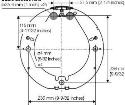 (ø25.4 mm (1 inch) ×2) 57.5 mm (2-1/4 inches) 115 mm (4-17/32 inches) ø4 mm (5/32 inches) ×4 236 mm (9-9/32 inches) 236 mm (9-9/32 inches)