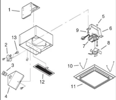 Exploded view diagram of a mechanical assembly with numbered components for identification