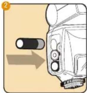 Bolt VS-570F - To install batteries, make sure the VS-570F is turned off and follow these steps: - 2