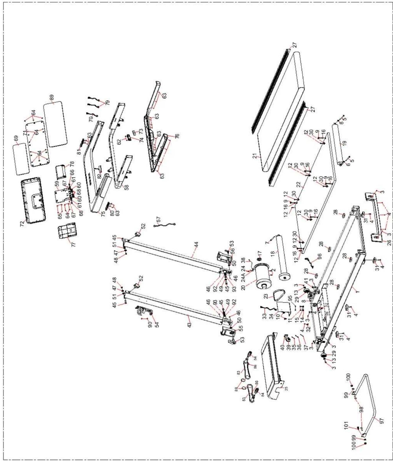 Technical diagram of a mechanical assembly with numbered components and exploded view, likely for engineering or manufacturing purposes.
