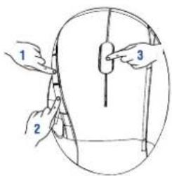 Diagram showing three labeled steps of a mechanical or electrical component assembly, with numbered callouts.