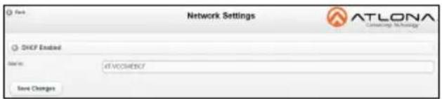 Network Settings ATLONA DHF Ended Name: ATVCCORRECT Save Changes