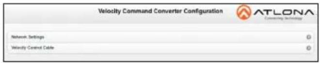 Velocity Command Converter Configuration ATLONA Consulting Technology Network Settings Velocity Control Cable