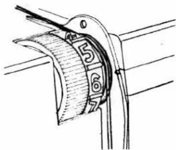 Technical diagram showing a mechanical component with numbered parts labeled 5, 6, and 7
