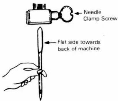 Needle Clamp Screw Flat side towards back of machine