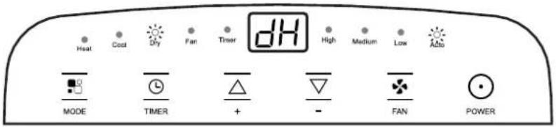 Heat Cost Air Fan Timer dH High Medium Low Auto MODE TIMER + - FAN POWER