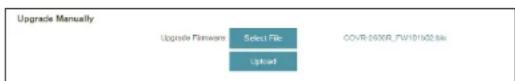 Upgrade Manually Upgrade Firmware Select File COVR 200ER_FV101902.htm Upload
