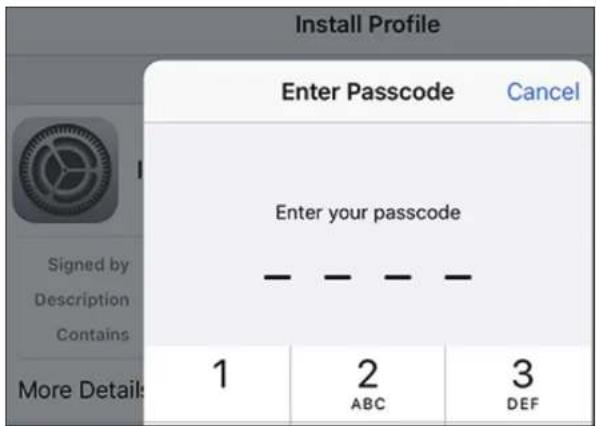 Install Profile Enter Passcode Cancel Enter your passcode 1 ABC 3 DEF