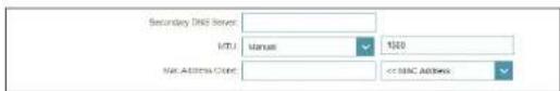 Secondary DNS Server Internet Status $100 Net Address Count << MSC Address