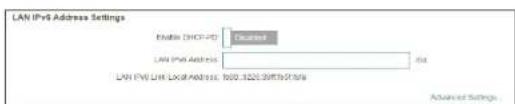 LAN IPv4 Address Settings ENBL (SNCP-VD) C:\Users\LAN IPv4 Address LAN IPv4 LAN Local Address: 1000.1220.3975/27.56x Advanced Settings