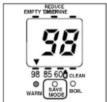 REDUCE EMPTY TIMBIRNE 38 98 85 600 CLEAN WARM SAVE MODE BOIL