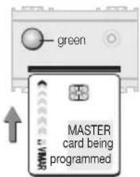 green MASTER card being programmed