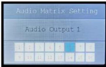 Audio Matrix Setting Audio Output 1 1 2 3 4 5 6 7 8 9 10 11 12 13 14 15 16