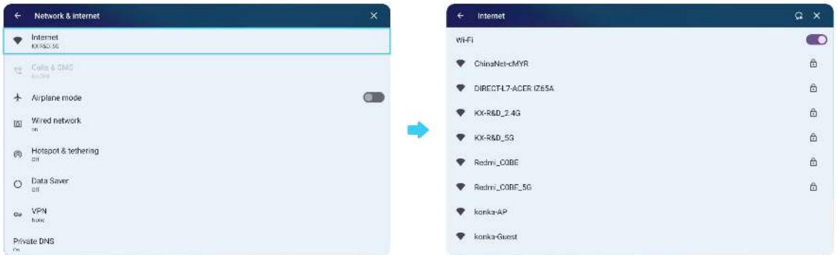 Network & internet Internet KX-R&D_SC Cells & GridS Airplane mode Wired network Hotspot & tethering Data Saver VPN Private DNS Internet Wi-Fi ChinaNet-cMYR DIRECTFL7-ACER IZ65A KX-R&D_2.4G KX-R&D_5G Redmi_C0BE Redmi_C0BF_5G konka-AP konka-Guest