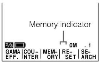 Memory indicator 2/3 GAMA | COU- | MEM- | RE- | SE- EFF. | NTER | ORY | SET | ARCH