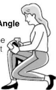 Illustration of a woman kneeling and holding a small object, with no visible text or symbols.