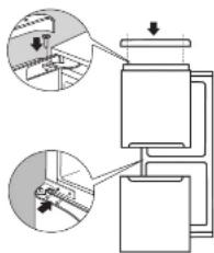 Technical diagram showing mechanical assembly with labeled components and directional arrows indicating motion or force directions.