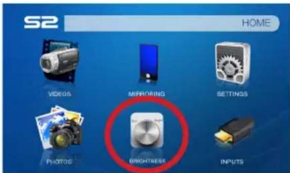 S2 HOME VIDEOS MIRRORING SETTINGS PHOTOS BRIGHTRESS INPUTS