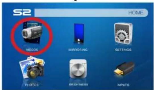 S2 HOME VIDEOS MIRRORING SETTINGS PHOTOS BRIGHTNESS INPUTS