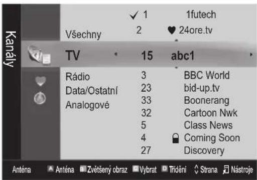 Všechny 1futech 2 24ore.tv TV 15 abc1 Rádio 3 BBC World Data/Ostatní 23 bid-up.tv Analogové 33 Boonerang 32 Cartoon Nwk 5 Class News 4 Coming Soon 27 Discovery Anténa Anténa Zvěšený obraz Vybrat Trídění Strana Nástroje
