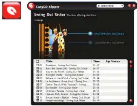 EasyCD Ripper Swing Out Sister The Best of Swing Out Sister To songs Add Selected to Library Add Selected to Devide Title Time Rip Status 01:47 02:07 03:12 04:04 05:14 06:09 07:08 08:16 09:11 10:00 11:19 12:19