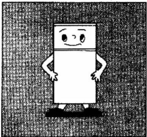 Cartoon character resembling a pill or capsule with arms and legs, standing on a textured background (no text or symbols)