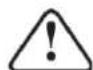 Illustration of a crossed-out monitor with smoke and a warning light emitting sound waves (no text or symbols)