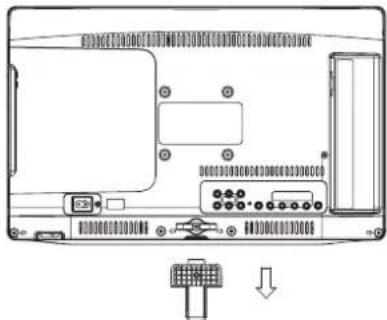 Diagram of a computer rear panel with connectors and ports, showing no text or symbols