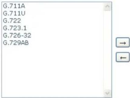 G.711A G.711U G.722 G.723.1 G.726-32 G.729AB