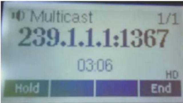 Multicast 1/1 239.1.1.1:1367 03:06 Hold End