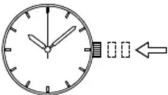 Diagram of an analog clock face showing time and duration with arrow indicating leftward movement